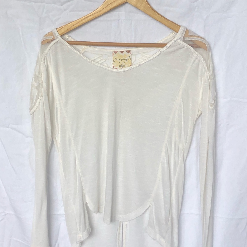Free people white long sleeve mesh open back